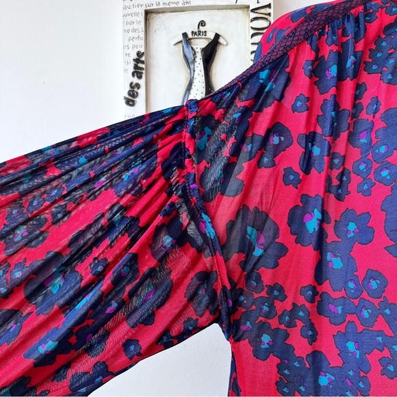 FREE PEOPLE Dopamine Boho Love Letter Oversized Flowy Red Floral Tunic Top Sz M - Picture 9 of 17